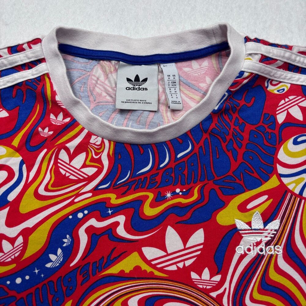 Adidas Originals Men's Escapism All Over Print Multicolor Trefoil T-Shirt Size M